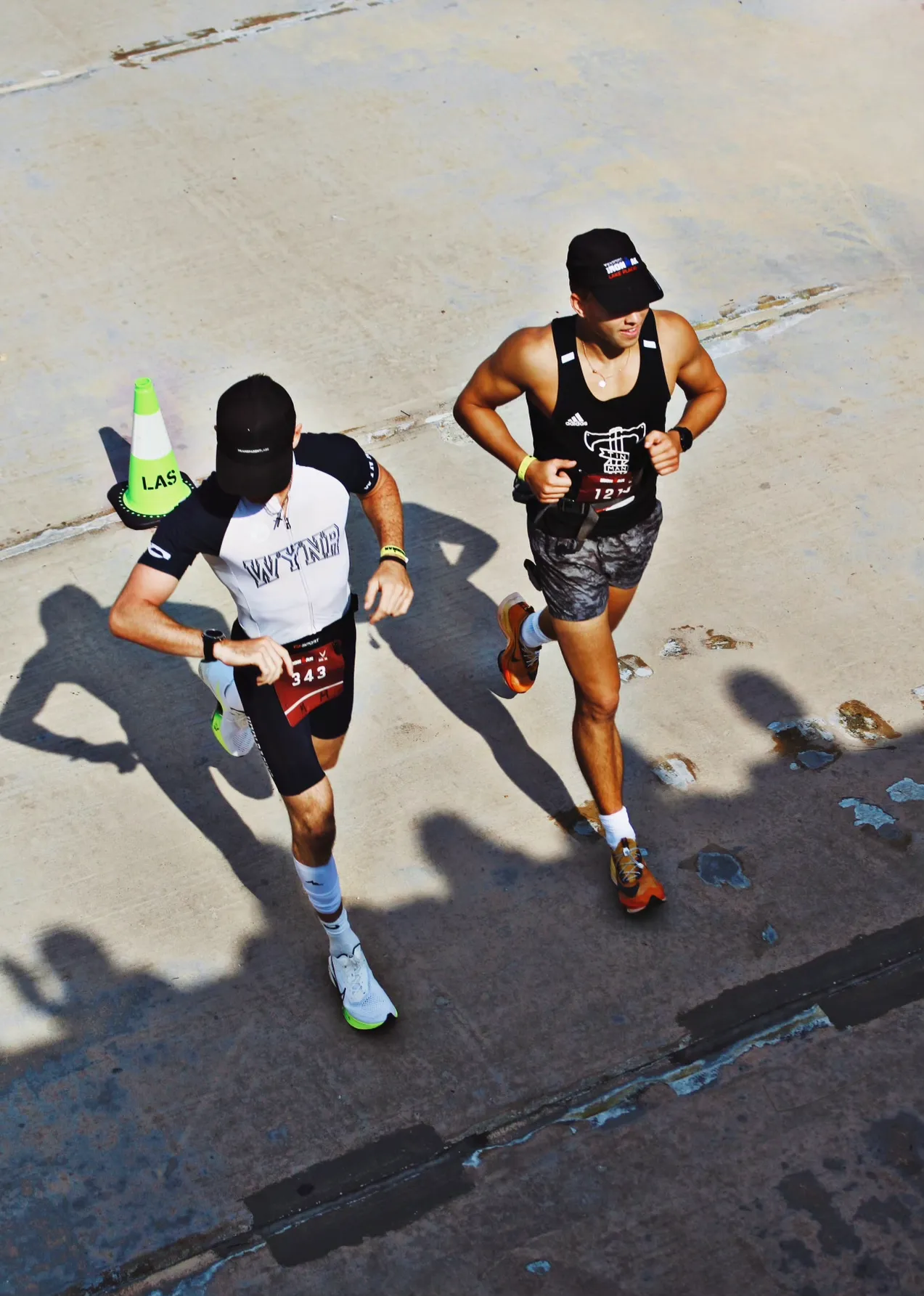 Runners training outdoors